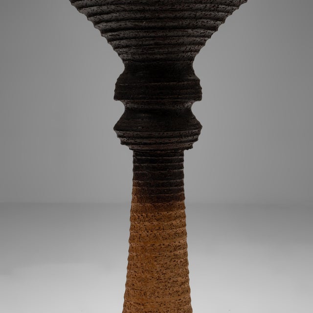 Black Large Earthy Ceramic and Opaline Glass Floor Lamp from Doria Leuchten, Germany, 1970s For Sale - Image 8 of 11