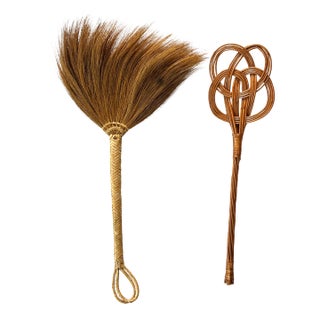 Handmade Housekeeping Tools Broom and Rug Beater For Sale