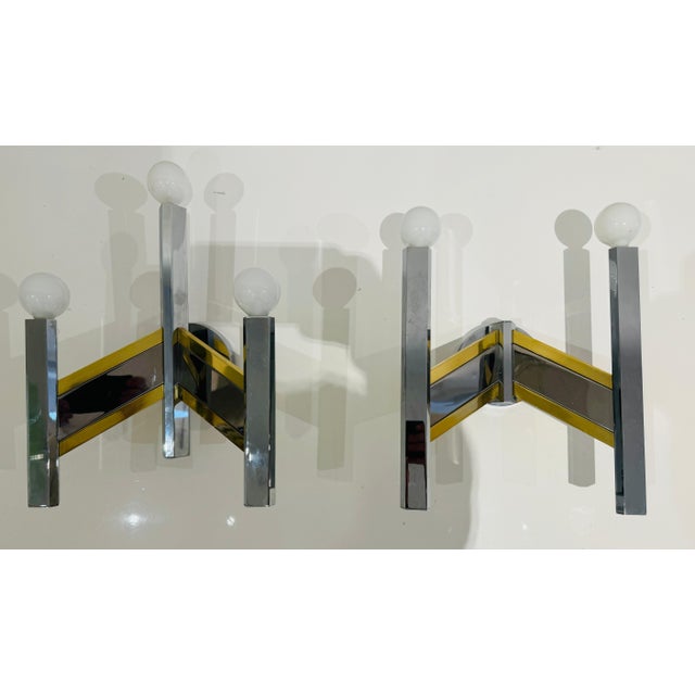 Mid-Century Modern Set of Sciolari 1960 Space Age Italian Mid Century Wall Lamps For Sale - Image 3 of 12