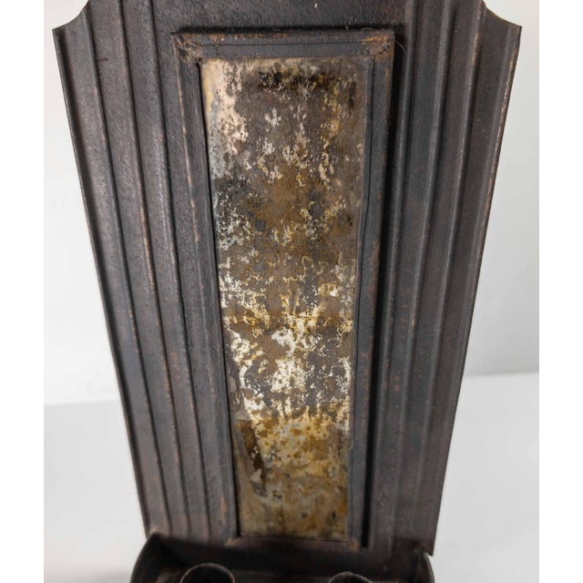 19th or 20th Century Primitive Colonial Tin Mirror Back Candle Wall Sconce For Sale - Image 4 of 10
