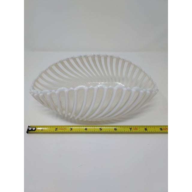 A.j. Beatty Early American Pattern Glass Opalescent White Ribbed Swirl Folded Bowl Circa 1889 For Sale - Image 11 of 11