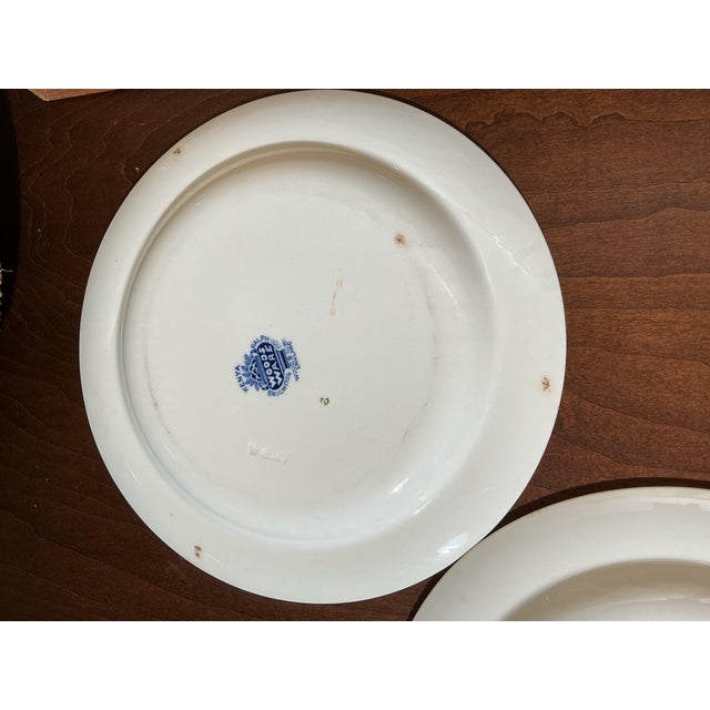 Vintage Wood & Sons England Kenya Blue & White Dinner Plates - Set of 6 For Sale - Image 10 of 10