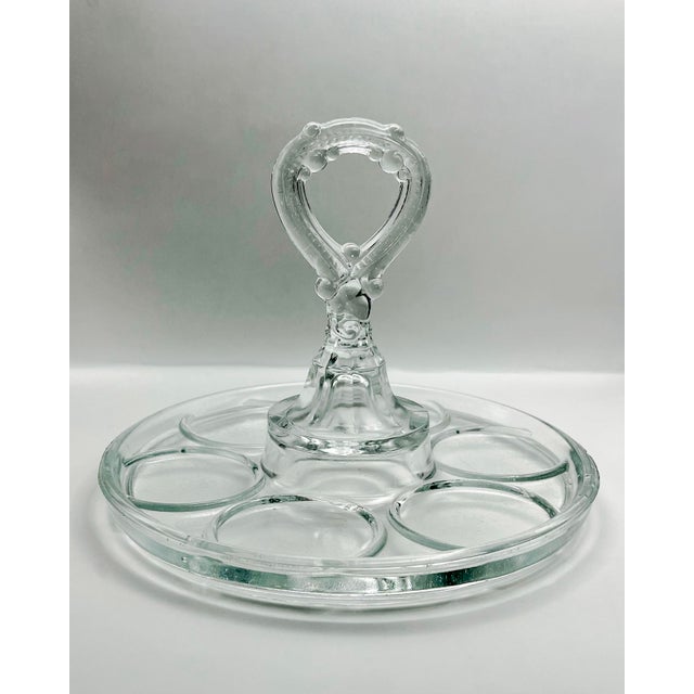 Glass Vintage Pressed Glass Round Serving Tray For Sale - Image 7 of 9