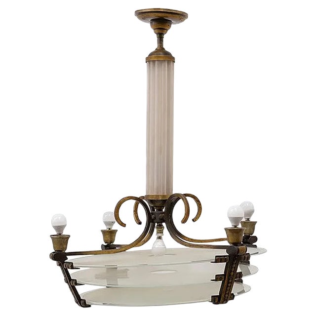 Art Deco French Ceiling Lamp, 1930s For Sale