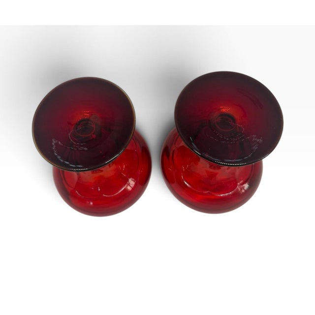 1930s 1930s Fenton Georgian Ruby Agua Caliente Champagne or Dessert Goblets - A Pair For Sale - Image 5 of 10