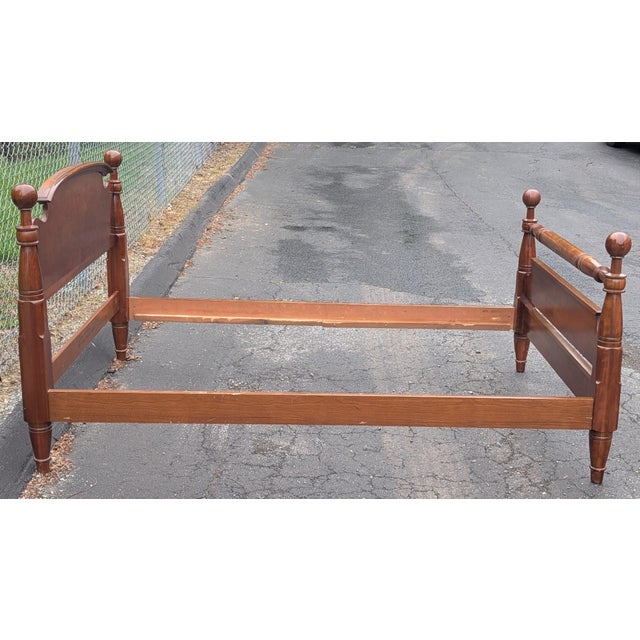 Mid 20th Century 1960s Vintage John Vogler Cannonball Cherrywood Full Size Bed Frame For Sale - Image 5 of 11
