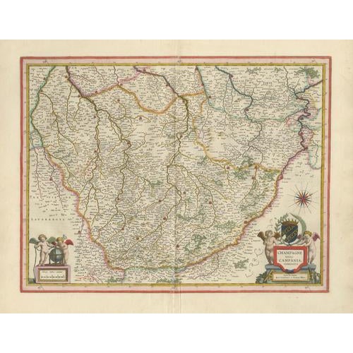 Antique Map of Champagne in France from Blaeu, 1642 For Sale - Image 4 of 11