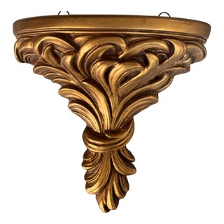 Vintage Petite Gold Gilt Finish Wall Sconce Shelf For Sale