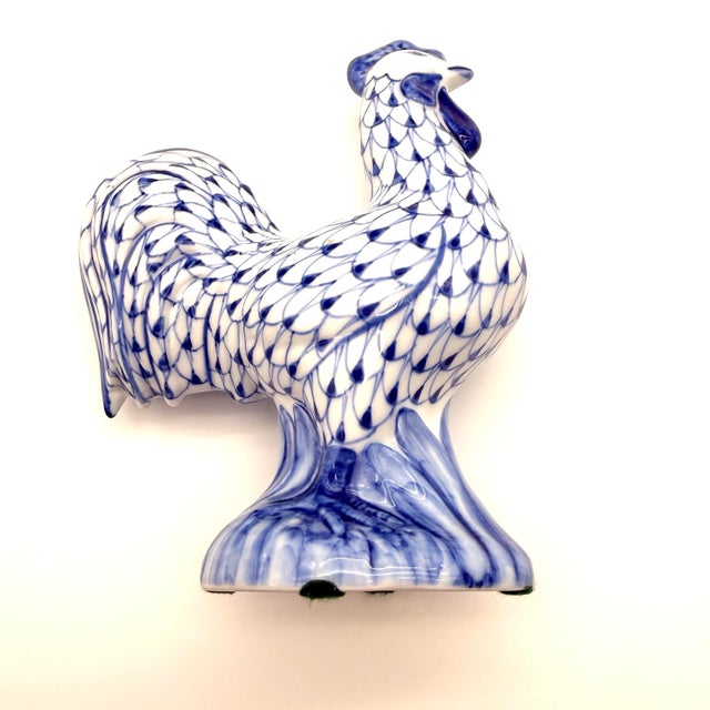 Vintage Fishnet Design Ceramic Porcelain Rooster by Andrea Sadek For Sale In Portland, ME - Image 6 of 9