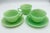 1940s Fire King Coffee Tea Cup & Saucer Jane Ray JadeIte by Anchor Hocking 5pc Set For Sale In Palm Springs - Image 6 of 9