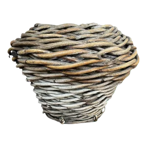 Large Antique Handwoven Rattan Split Reed Basket