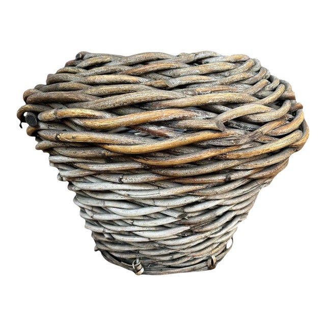 Large Handwoven Rattan Reed Basket Bi Cone For Sale