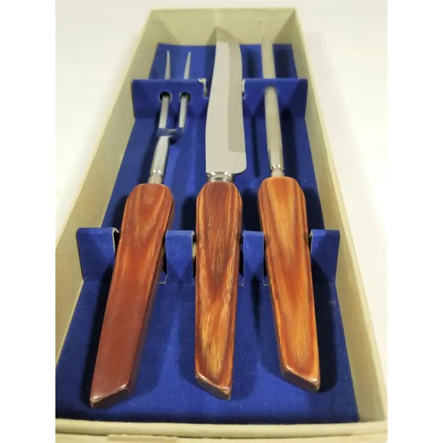 Mid 20th Century Mid 20th Century Sheffield England Rosewood 3 Piece Carving or Cutlery Set Mid Century For Sale - Image 5 of 7
