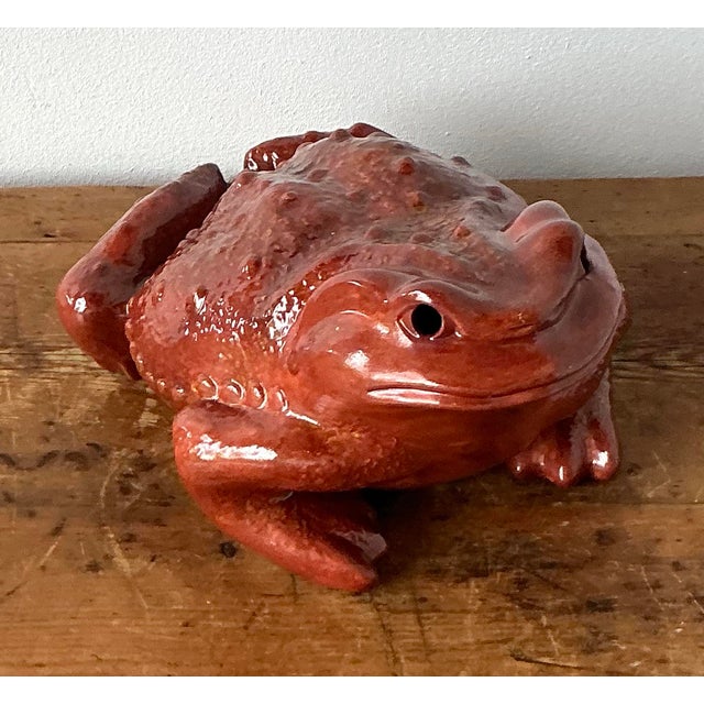 Vintage Boho Monumental Glazed Ceramic Frog For Sale - Image 12 of 12