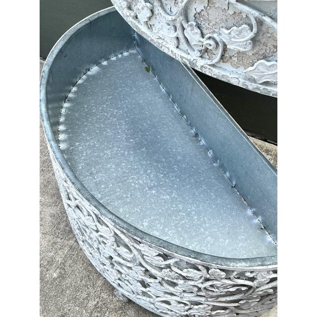 Vintage Monumental Tiered Wrought Iron Standing Planter For Sale - Image 12 of 12