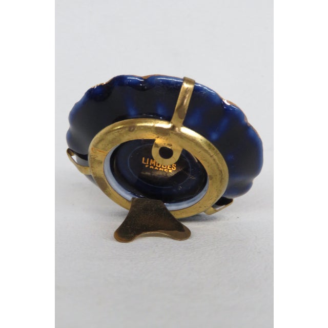 Mid 20th Century Limoges France Miniature Porcelain Plate Cobalt Blue Couple Courting Cameo 4776b For Sale - Image 5 of 9