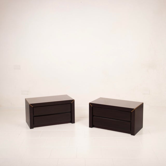 African Rosewood and Brass Bedside Tables from Fratelli Turri, 1970s, Set of 2 For Sale - Image 3 of 18