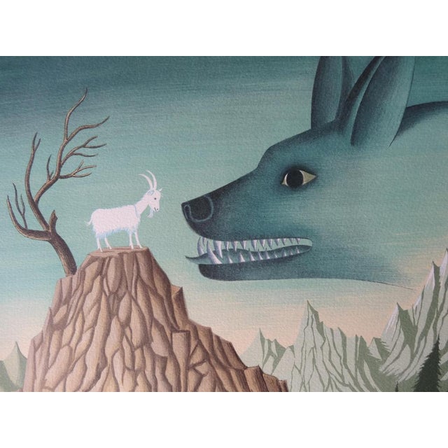 Modern Raymond Peynet, The Goat and the Wolf, Original Lithograph For Sale - Image 3 of 6