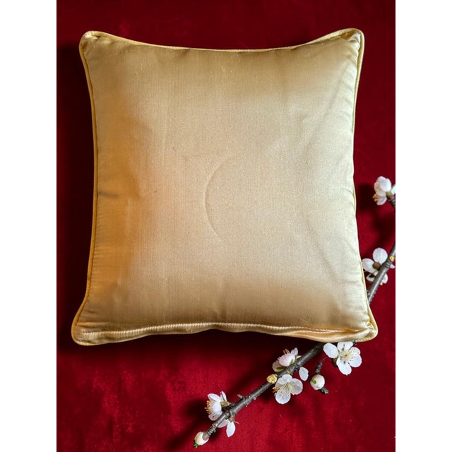 Late 20th Century Vintage Chinese Silk Embroidered Pillow-Beijing-Peony Butterfly-Chinoiserie-Asia For Sale - Image 5 of 10