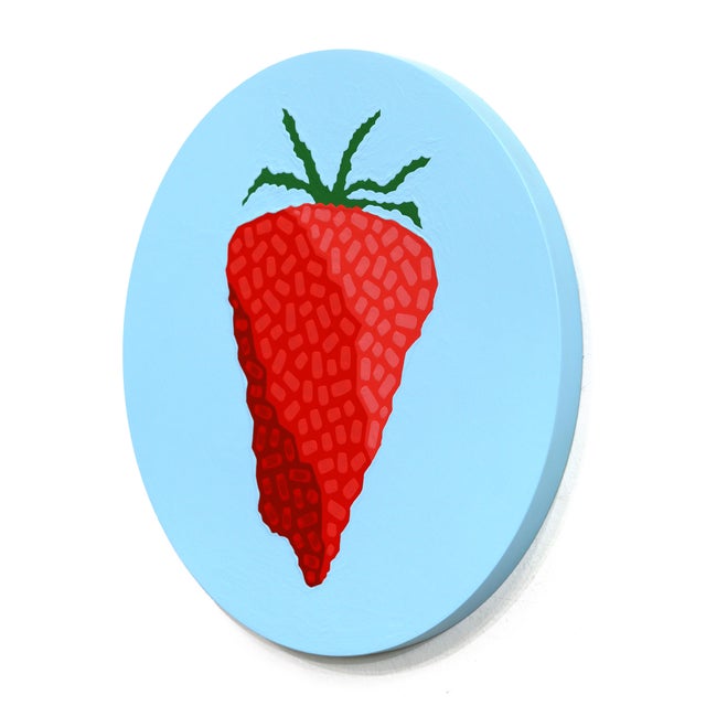 Abstract Strawberry Circle - Vibrant Abstract Fruit Still Life Painting on Panel - Original Artwork by Will Beger For Sale - Image 3 of 9