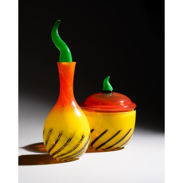 Rosenthal Kontiki Hand-Blown Art Glass Carafe and Lidded Box by Nanny Still for Rosenthal Studio Line, 1993, Set of 2 For Sale - Image 4 of 17