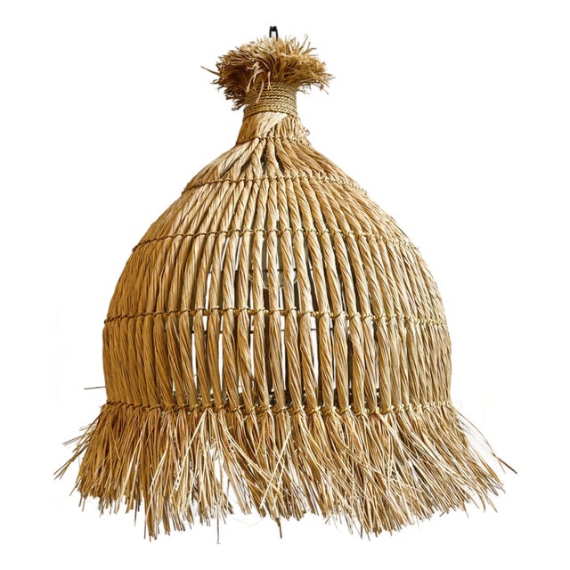 Telum Grass Fringe Coastal Tribal Pendant Light Medium For Sale