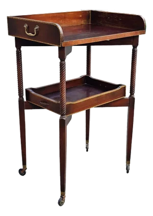 Ferguson Bros. Tiered Patial Gilt Mahogany Folding Rafraichissoir Butler Tray Trolley