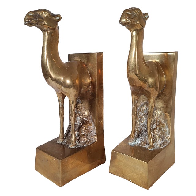 Art Deco Influenced Brass Camel Bookends by Dolbi Cashier Chairish