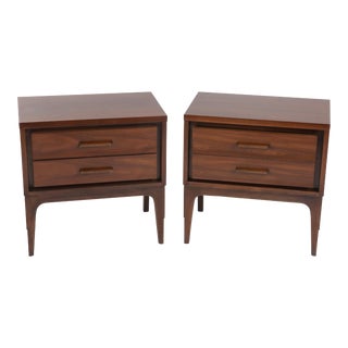 Mid Century Walnut Nightstands Unmarked - a Pair For Sale