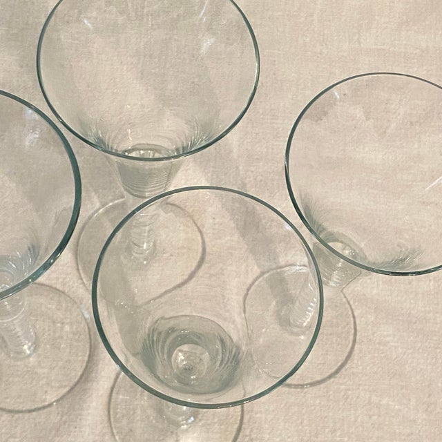 Glass Vintage Air Twist Stem Wine/Champagne Glasses by Colony - Set of 4 For Sale - Image 7 of 8