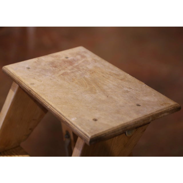 Mid Century French Six-Step Folding Pine Ladder For Sale In Dallas - Image 6 of 13