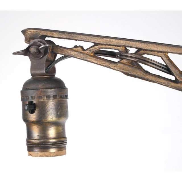 Mid 20th Century Restored Art Deco Cast Iron Bridge Floor Lamp For Sale - Image 14 of 15