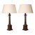 Vintage French Traditional Tablelamps Empire Style Cast Iron Bronze Beige Linen Shade - A Pair For Sale