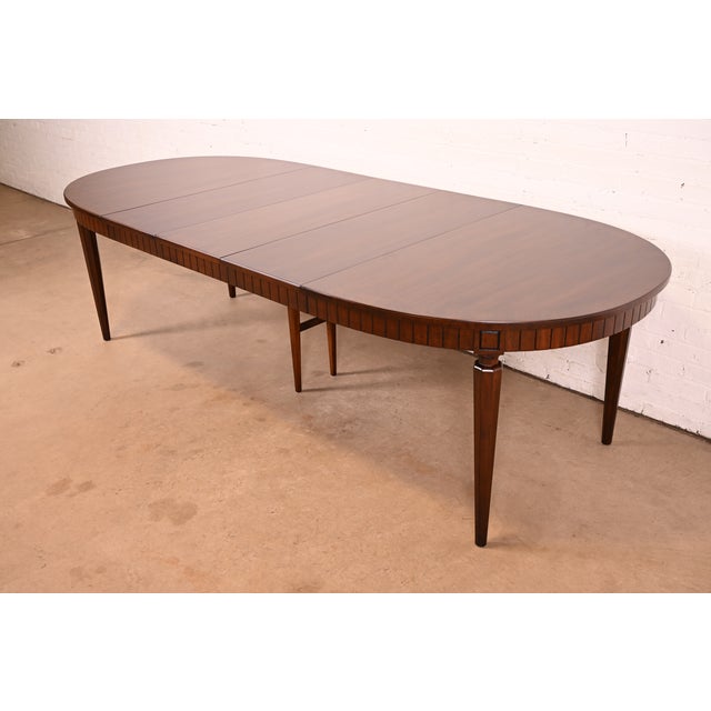 Wood Henredon French Regency Louis XVI Mahogany Extension Dining Table, Newly Refinished For Sale - Image 7 of 18