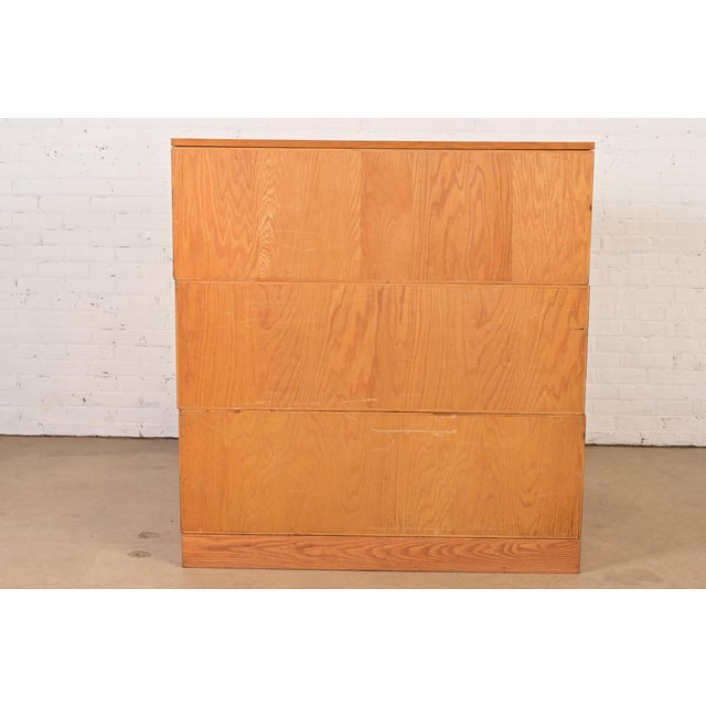 Mid-Century Modern Oak 15-Drawer Architect's Blueprint Flat File Cabinet For Sale - Image 11 of 12