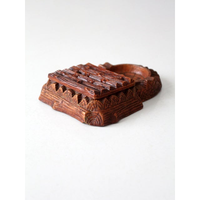 Brown Vintage 1950s Multi Products Faux Bois Dresser Box and Ashtray For Sale - Image 8 of 15