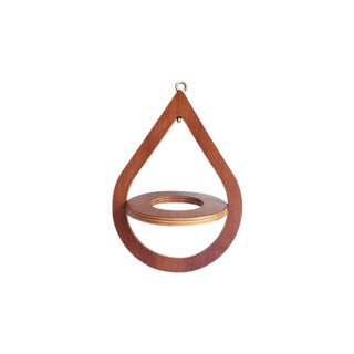 Mid Century Wood Tear Drop Plant Hanger For Sale