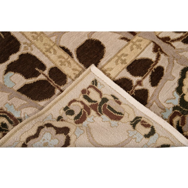 Beige Beige Modern Art & Crafts Style Tibetan Wool Rug For Sale - Image 8 of 13