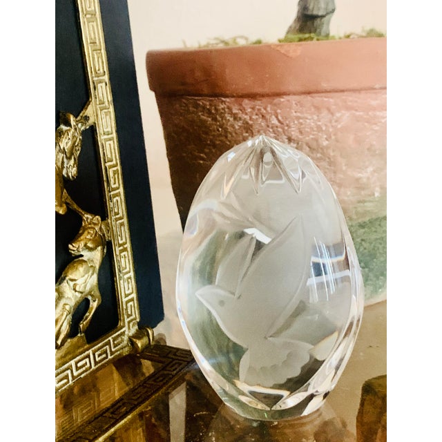 Hand Cut 24% Lead Crystal Dove Easter Egg Paperweight From OFNAH in Poland. Reflecting a radiant brilliance, this crystal...