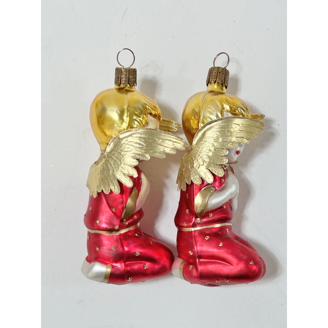 Vintage German Glass Praying Angel Christmas Ornaments – Pair For Sale - Image 4 of 8