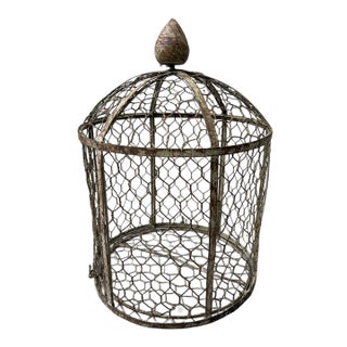 Vintage Indoor Wire Birdcage Garden Cloche For Sale