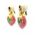 Pink Vintage 1980s 18k Gold Ruby Emerald & Diamond Drop Earrings, Pair For Sale - Image 8 of 11