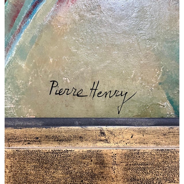 Red Pierre Henry, Large Surrealist French Expressionist Oil Painting Moody Boys Pierre Henry, c. 20th century For Sale - Image 8 of 14