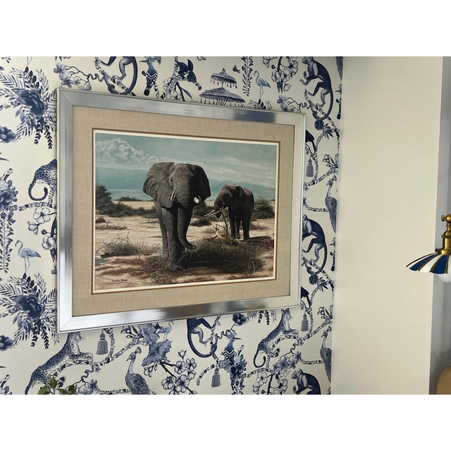 1970s Signed Limited Edition “Elephants at Kilimanjaro” by Artist Charles Francé Framed For Sale - Image 4 of 9