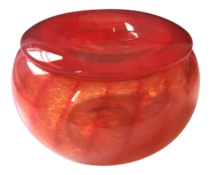 Handmade Red Glass Jar Signed
