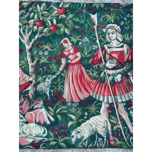 Vintage French Aubusson Screen Printed Tapestry with Medieval Design, 1960s For Sale - Image 3 of 18
