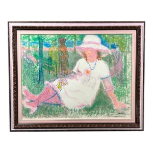 1980s "The Sunday Dress" by Galerie Bert, Pastel on Paper