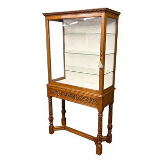 Carved Oak Display Cabinet, 1910 For Sale