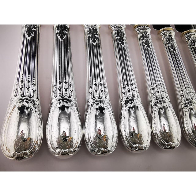 Silver Dessert Cutlery Service 10 People from Odiot Louveciennes, 1890s, Set of 54 For Sale - Image 17 of 18