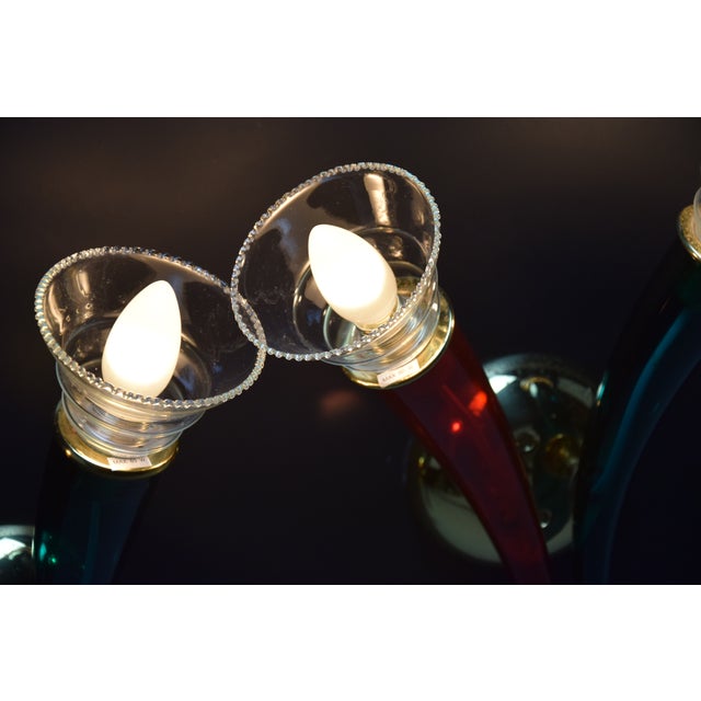 Ducale Hand Blown Red and Green Murano Glass Sconce by VeArt, 1970 For Sale - Image 6 of 17